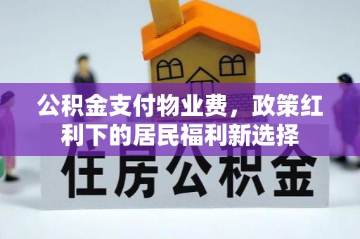 天等公积金支付物业费，政策红利下的居民福利新选择